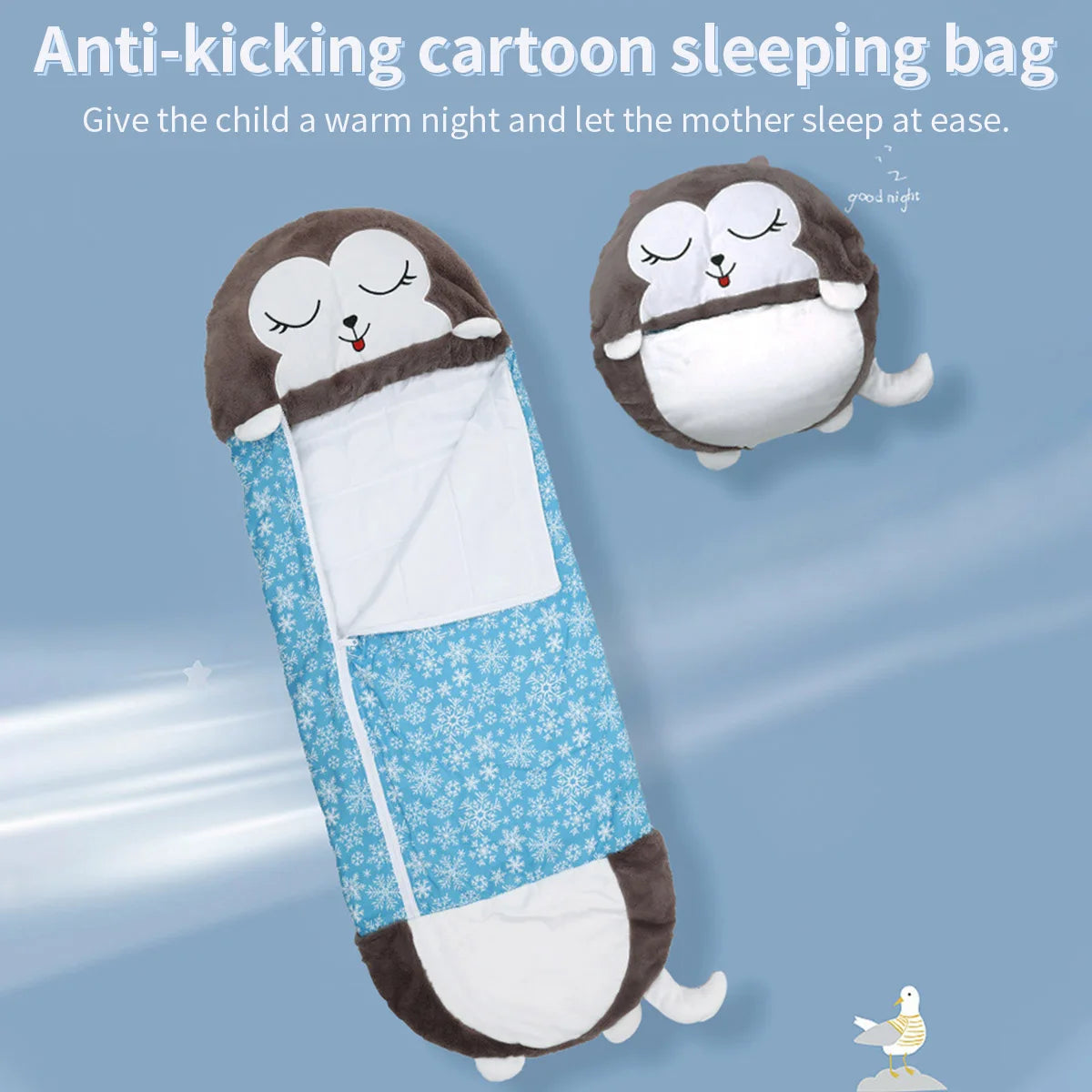 Sleeping Bag Kids Cartoon Sleepsacks Children's Sleeping Bag Plush Doll Pillow Boys Girls Baby Animal Sleep Sack For Birthday