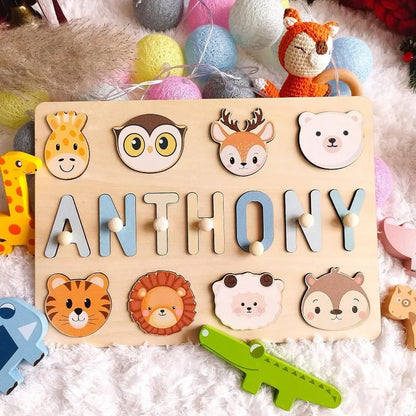 Name Puzzle for Kids Personalized Name Puzzle for Toddlers 1-3 Custom Wooden Puzzles with Pegs, Personalized Baby Puzzles Gifts