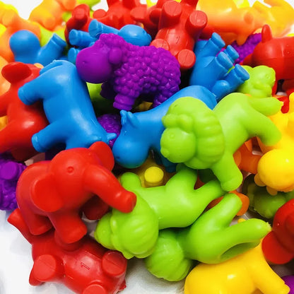 Children's Rainbow Soft Rubber Animal Early Education Cognitive Counting Classification Educational Toys Montessori Mathematics