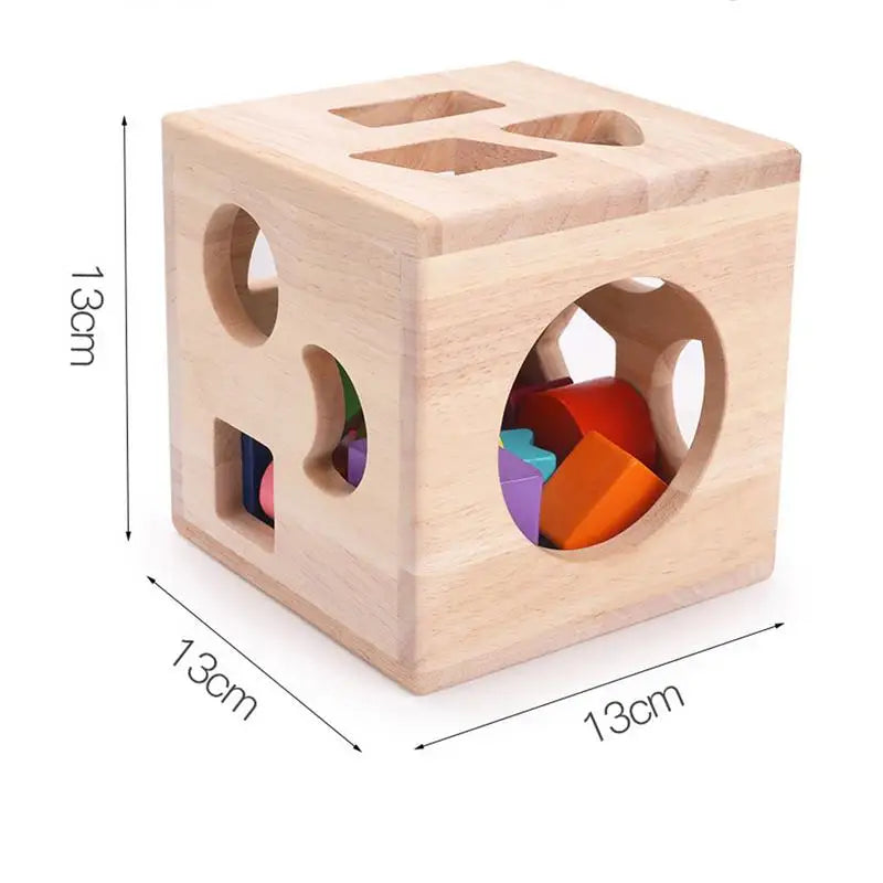 Shape Sorting Cube Learning Sort And Match Toy With 12 Blocks Preschool Kids Wood Gifts Wooden Shape Sorter Toys Educational