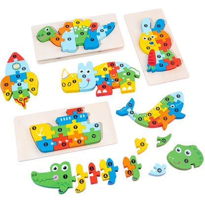 Montessori Wooden Toddler Puzzles for Kids Montessori Toys for Toddlers 2 3 4 5 Years Old Top 3D Puzzle Educational Dinosaur Toy