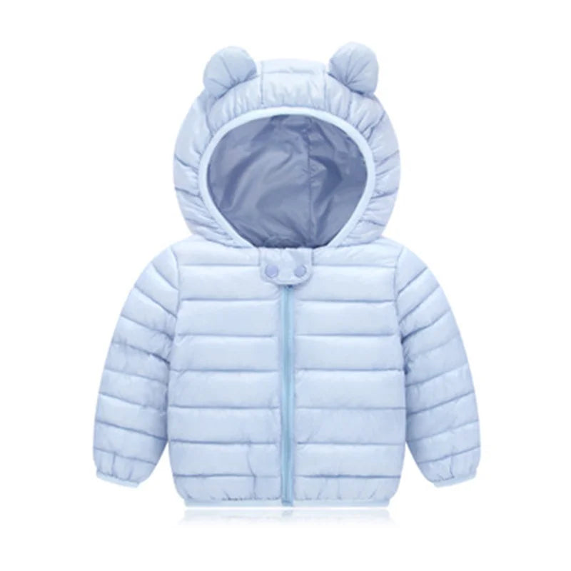 Kids Warm Jacket Infant Down Cotton Outerwear Autumn Winter Children Solid Hooded Overcoat Baby Windproof Coldproof Snowsuit