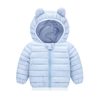 Kids Warm Jacket Infant Down Cotton Outerwear Autumn Winter Children Solid Hooded Overcoat Baby Windproof Coldproof Snowsuit