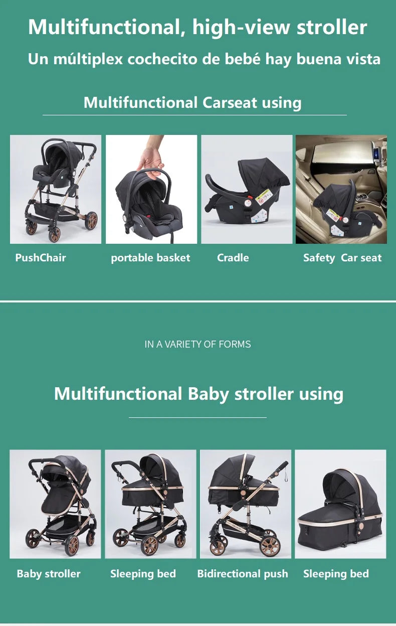 Baby Stroller 3 in 1 Stroller Baby lightweight Stroller pram Baby travel Stroller Car for Newborn Baby Trolley Folding Strollers