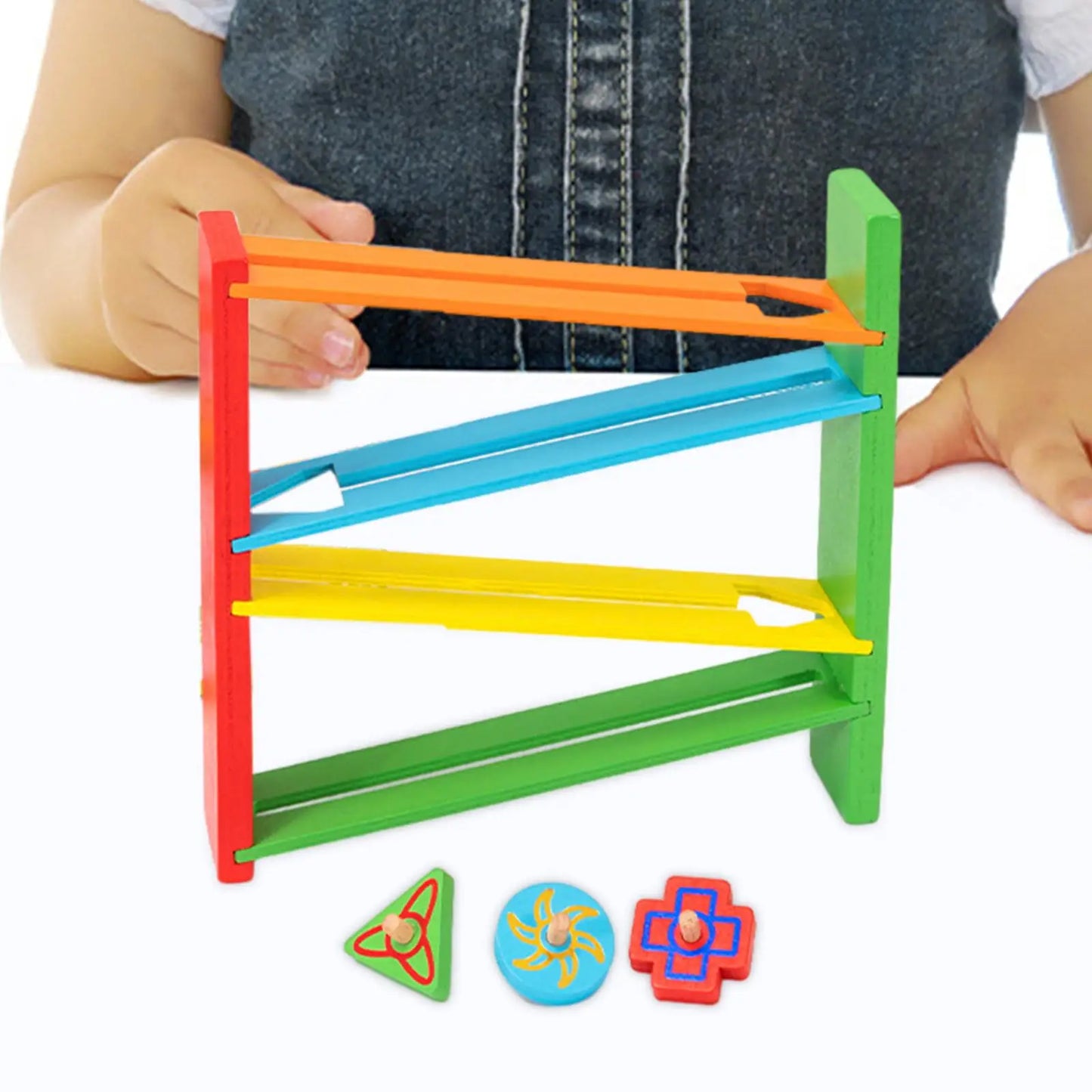 Wooden Track Maze Interactive Gyroscope Drop Toy Educational Learning Toys Montessori Toy for Birthday Gifts Kids Toddler