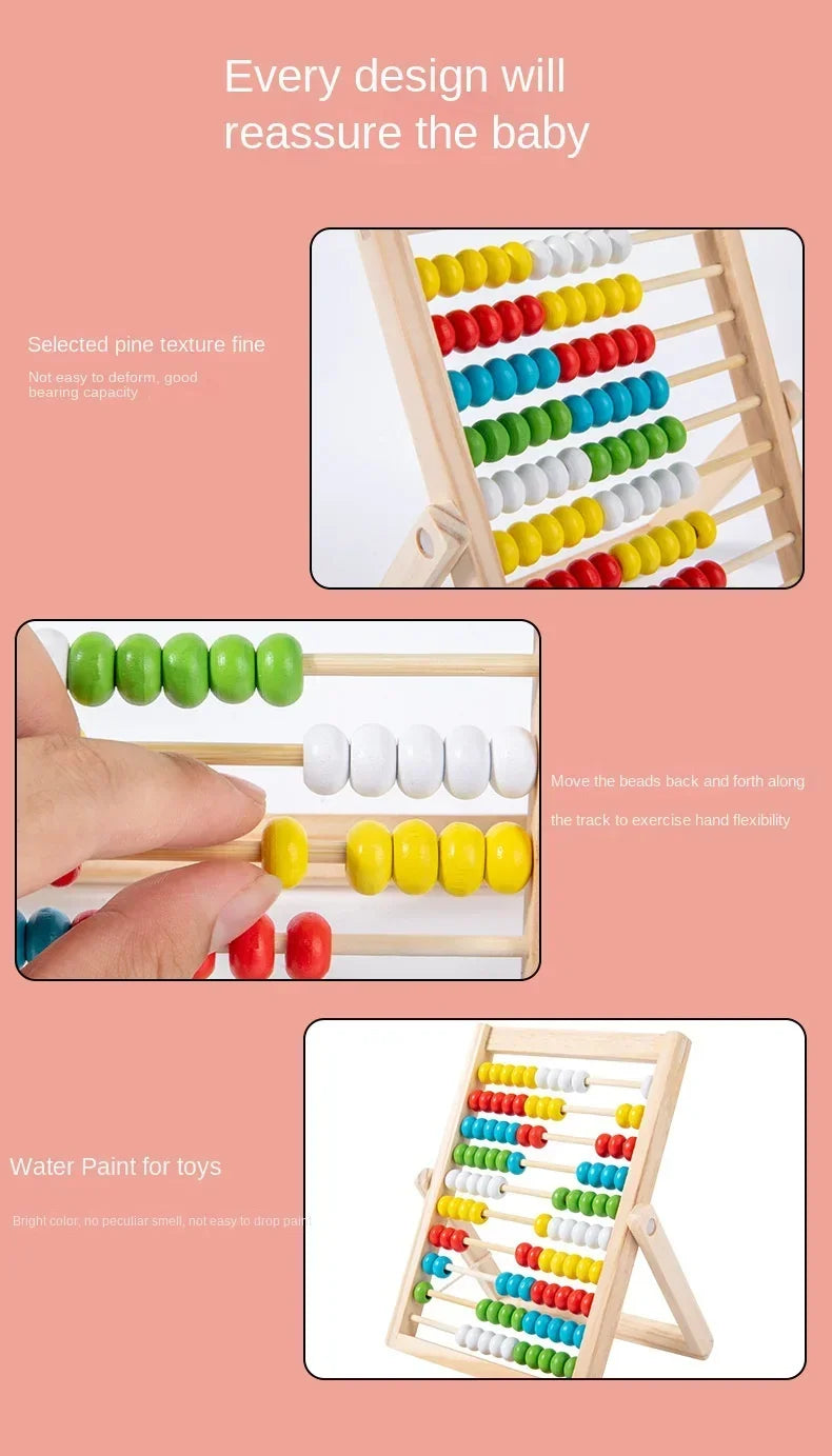 Classic Wooden Educational Counting Toy 100 Beads Preschool Math Learning Toys Montessori Number Arithmetic Abacus Toddler Gift