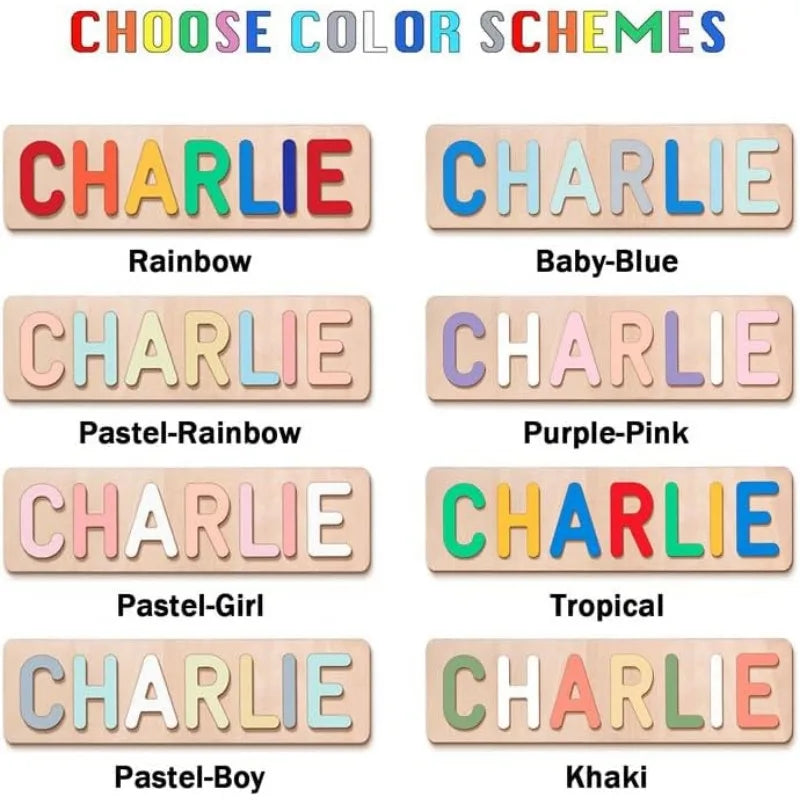 Name Puzzle for Kids Personalized Name Puzzle for Toddlers 1-3 Custom Wooden Puzzles with Pegs, Personalized Baby Puzzles Gifts