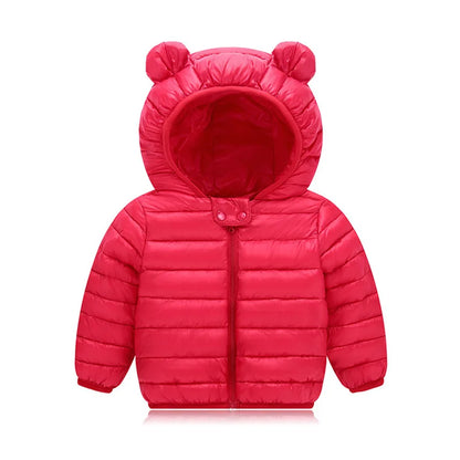 Kids Warm Jacket Infant Down Cotton Outerwear Autumn Winter Children Solid Hooded Overcoat Baby Windproof Coldproof Snowsuit