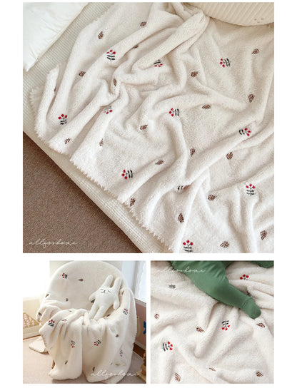 Winter Baby Blanket Ins Korean Coral Fleece Baby Blankets Newborn Embroidery New Born Swaddle Stroller Quilt Flannel Bedding