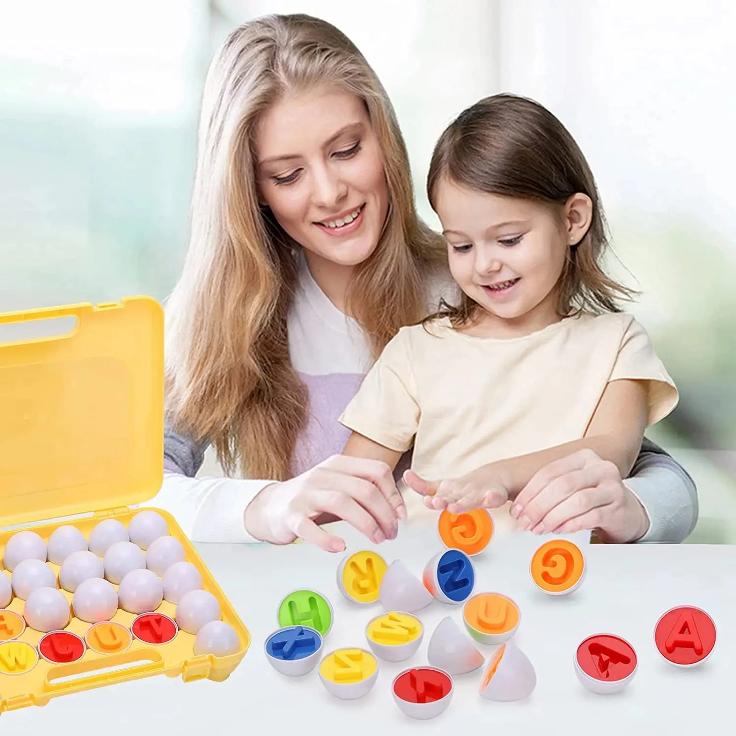 Montessori Toys 2 Years Smart Eggs Letter Number Puzzle Toys Kids Recognize Color Shape Matching Puzzle Toddler Educational Toys