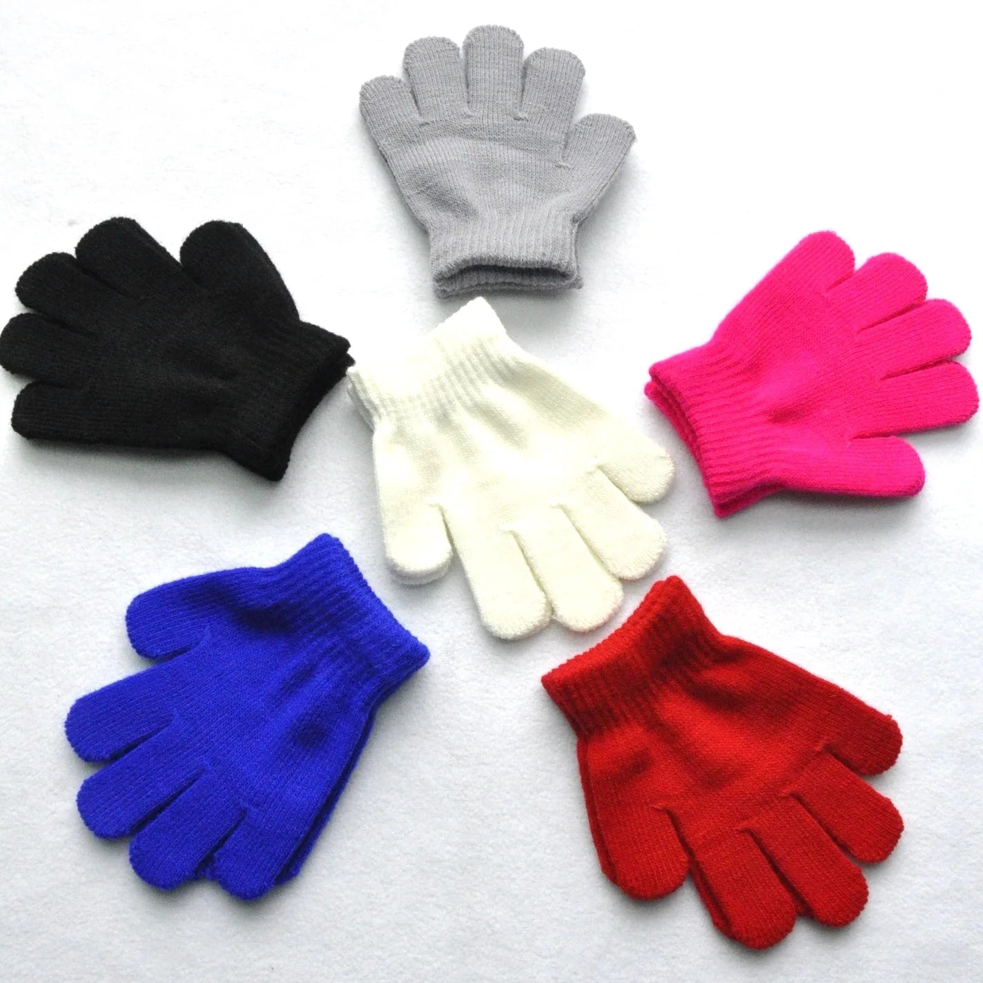 Black White Gray Kids Knitted Gloves 3-7 Years Baby Girls Winter Warm Gloves Baby Boys Little Student Gloves Dropshipping