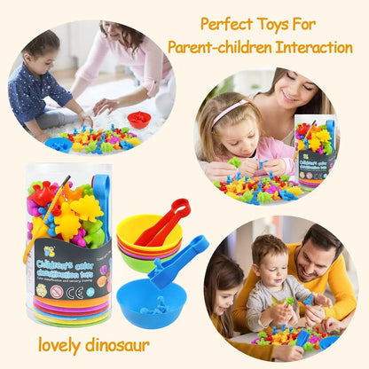 Children's Rainbow Soft Rubber Animal Early Education Cognitive Counting Classification Educational Toys Montessori Mathematics