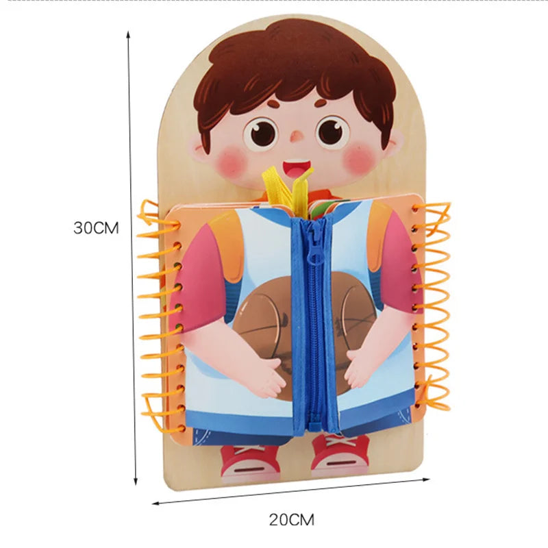 Multi-layer Wooden Busy Board For Children Montessori Early Education Games Toddlers Quiet Books Sensory Toy Practice Dressing