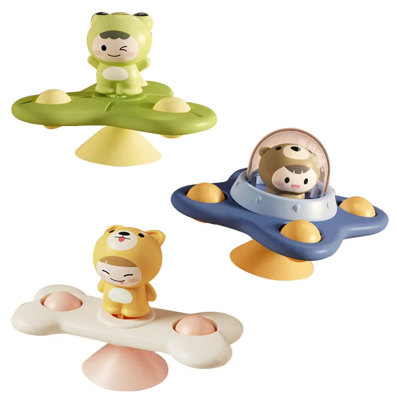 3Pcs/Set Baby Toys Suction Cup Spinner Toys For Toddlers Hand Fidget Sensory Toys Stress Relief Educational Rotating Rattles