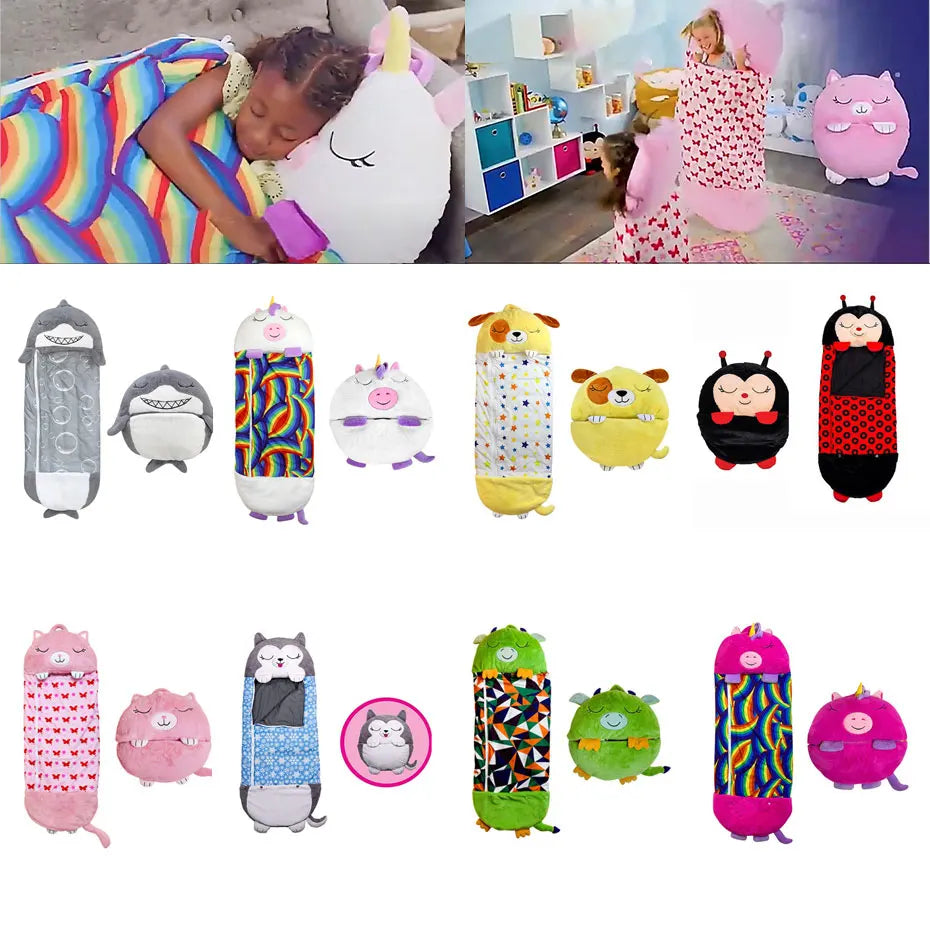 Sleeping Bag Kids Cartoon Sleepsacks Children's Sleeping Bag Plush Doll Pillow Boys Girls Baby Animal Sleep Sack For Birthday