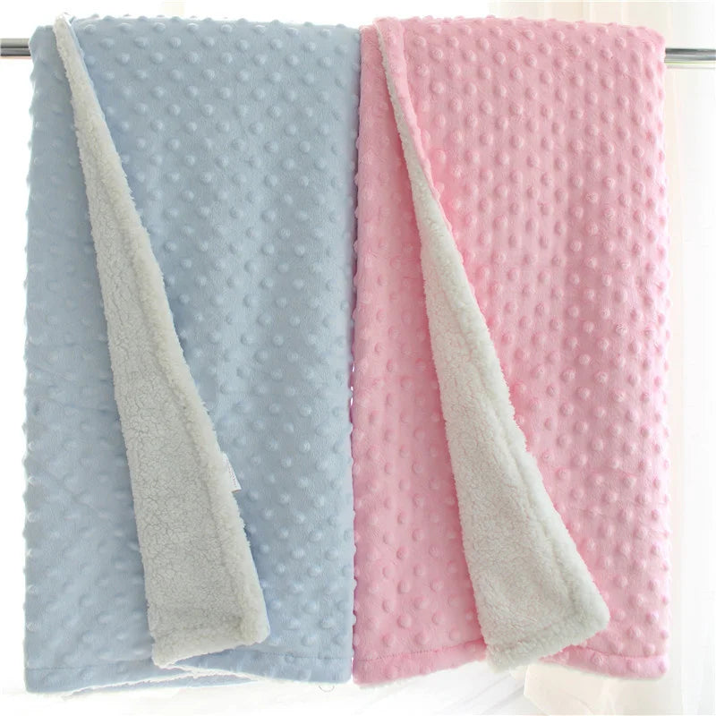 Winter Thick Thermal 3d Minky Dot Kids Blanket Super Soft Sherpa Fluffy Toddler Baby Blanket Quilt Swaddle Office Seat Blanket