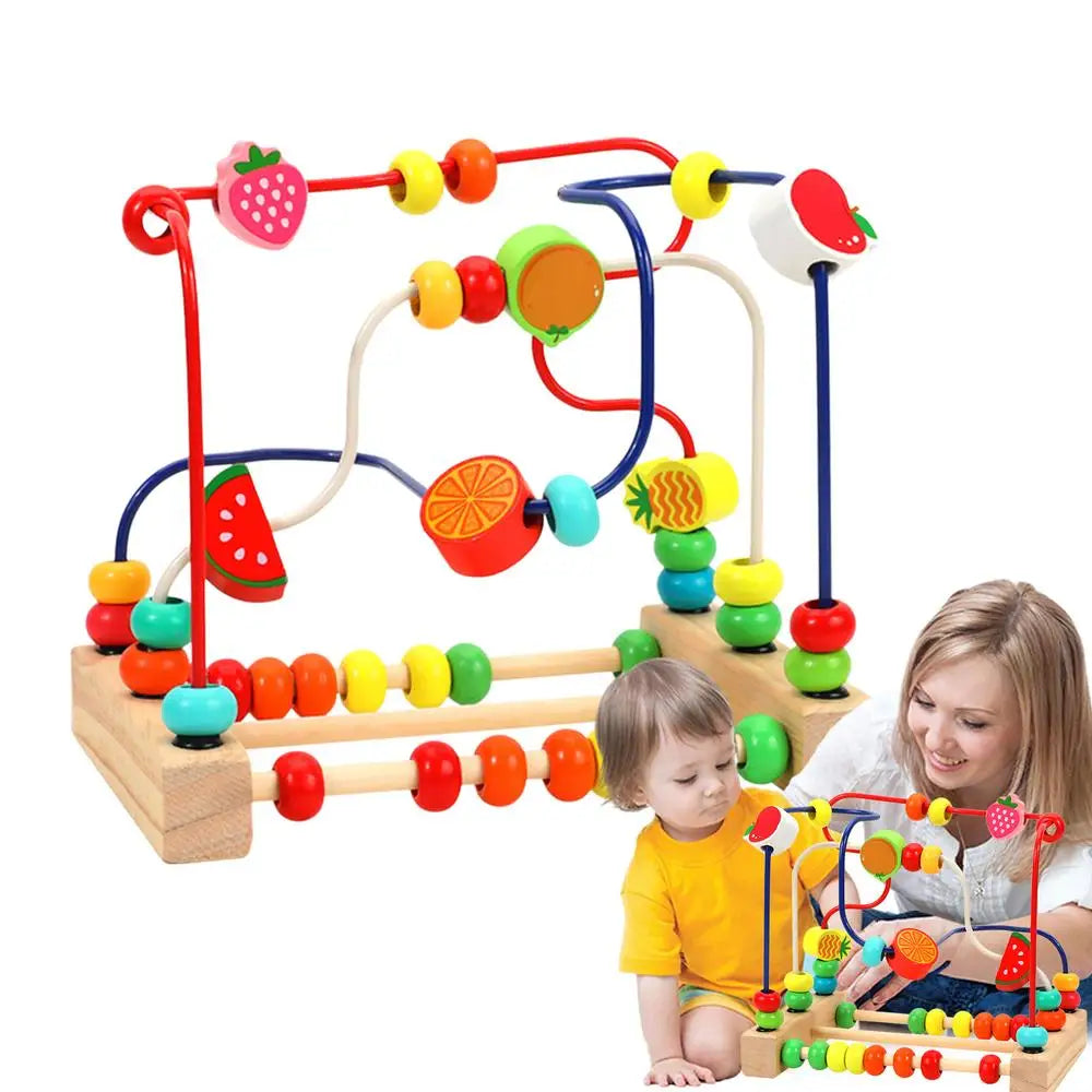 Toddler Bead Maze Toy Wooden Game Toy With Beads Game Portable Educational Counting Learning Circle Toys For Kids Children 18