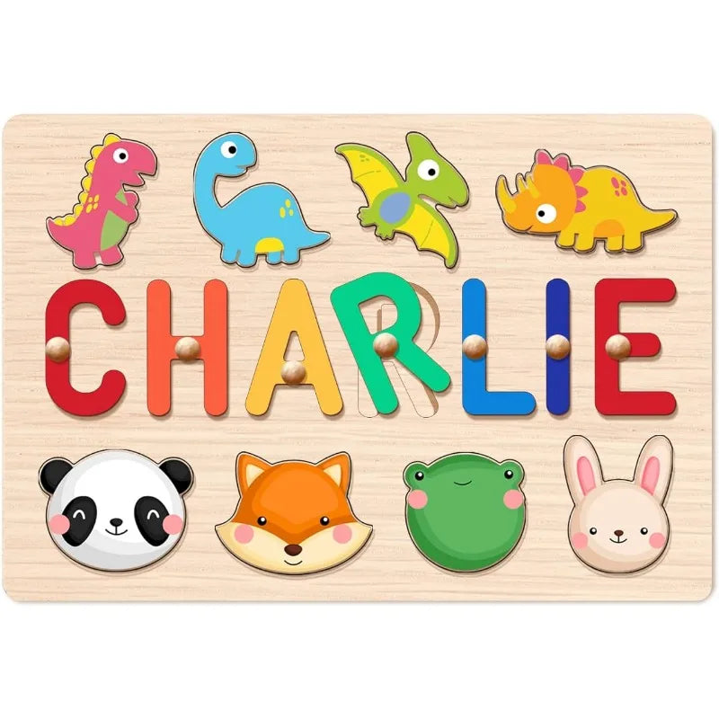 Name Puzzle for Kids Personalized Name Puzzle for Toddlers 1-3 Custom Wooden Puzzles with Pegs, Personalized Baby Puzzles Gifts