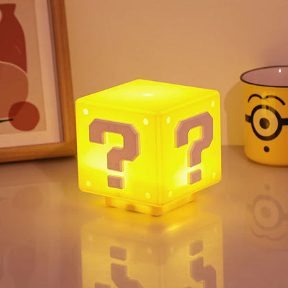 Super Mario Night Light with Music Anime Peripherals LED Question Mark Toad Children Bedroom Bedside Lamp USB Charging Gifts