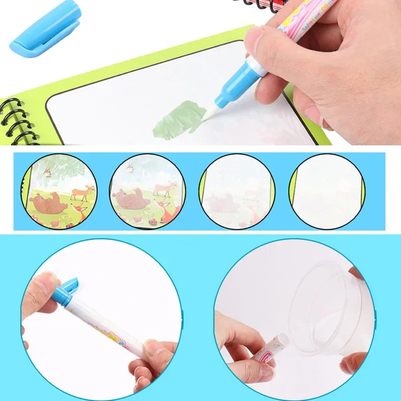 Magical Water Painting Book Toddler Early Education Toys Reusable Magic Drawing Coloring Book for Kids Children Montessori Toys