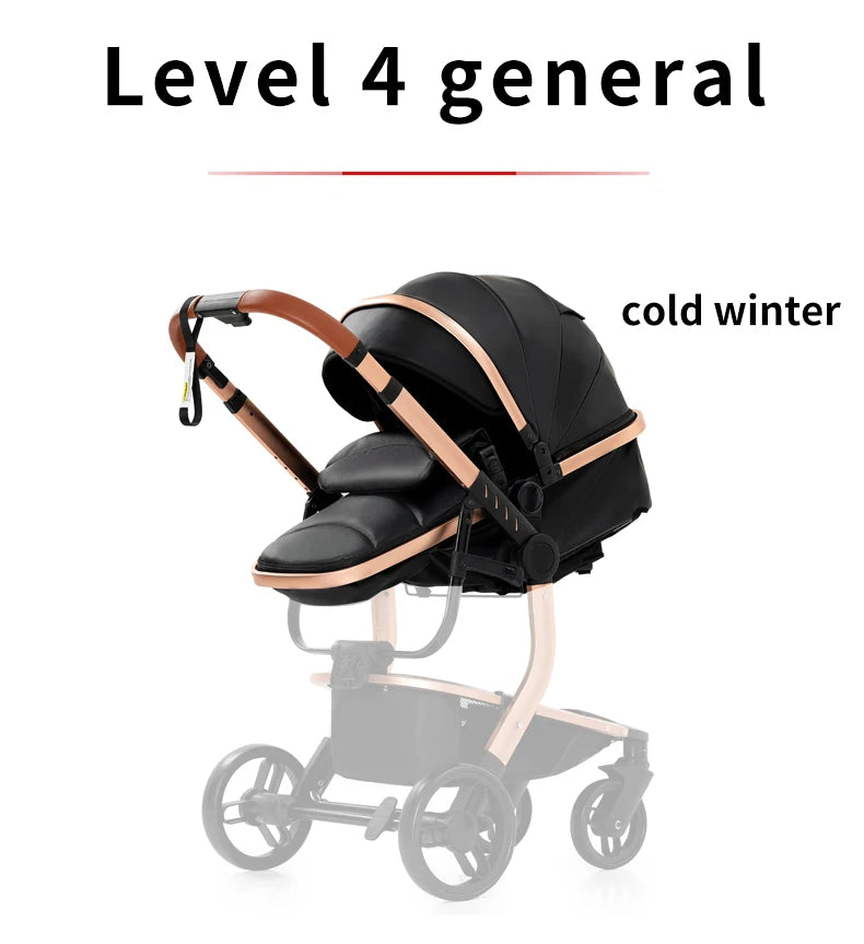 Baby stroller 3 in 1 stroller  Newborn Stroller Baby Carriage High Quality Senior  Baby Portable Rubber Wheel PU leather  Parm