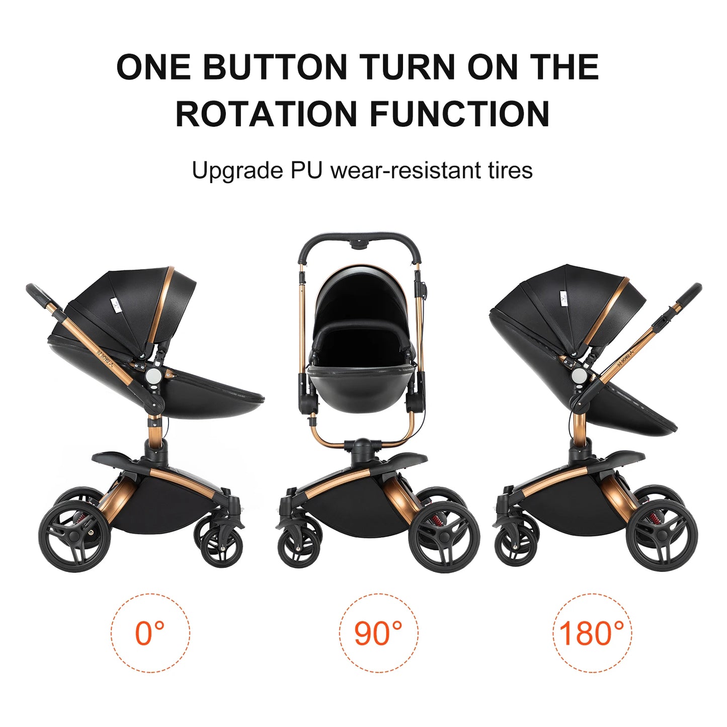 Baby stroller 3 in 1 stroller  Newborn Stroller Baby Carriage High Quality Senior  Baby Portable Rubber Wheel PU leather  Parm