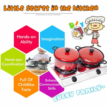 13 Pieces Kitchen Appliances Playset Mini Breakfast Stove Top Cooking Pots Pans Play House Toys For Kids Children's Pretend Play