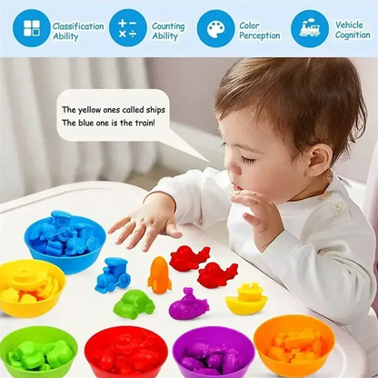 Children's Rainbow Soft Rubber Animal Early Education Cognitive Counting Classification Educational Toys Montessori Mathematics