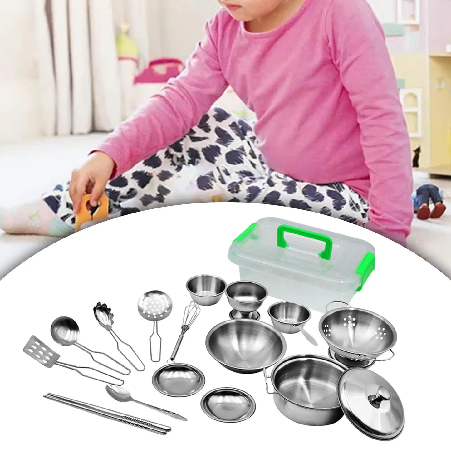 17x Kids Play Pots and Utensils Playset Pretend Play Kitchen Toys Cookware for Boys Girls Ages 3+ Years Old Children Party Favor