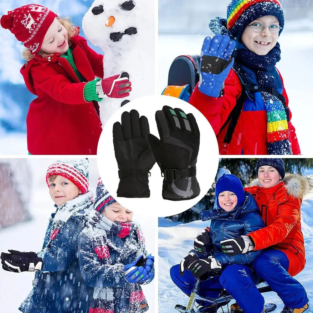 New Children Kids Warm Snow Gloves Boy Girls Ski Snowboard Mittens Windproof Waterproof Thicken Keep Warm Gloves Winter Must