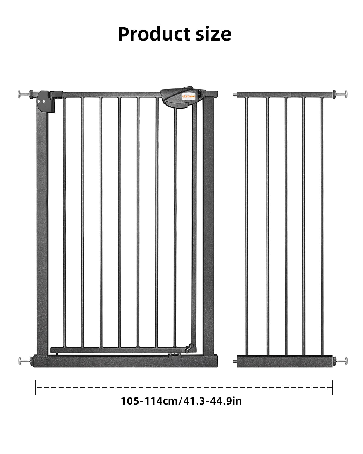 UBRAVOO Baby Gate for Doors and Stairs, Height 100 cm, Safety Pet Gate,  Automatic Closure, Triple Locking, JLB-MD01