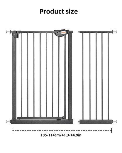 UBRAVOO Baby Gate for Doors and Stairs, Height 100 cm, Safety Pet Gate,  Automatic Closure, Triple Locking, JLB-MD01