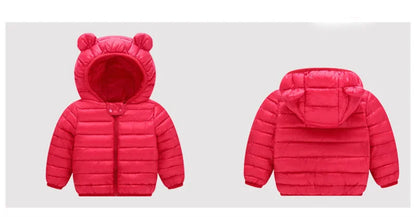 Kids Warm Jacket Infant Down Cotton Outerwear Autumn Winter Children Solid Hooded Overcoat Baby Windproof Coldproof Snowsuit