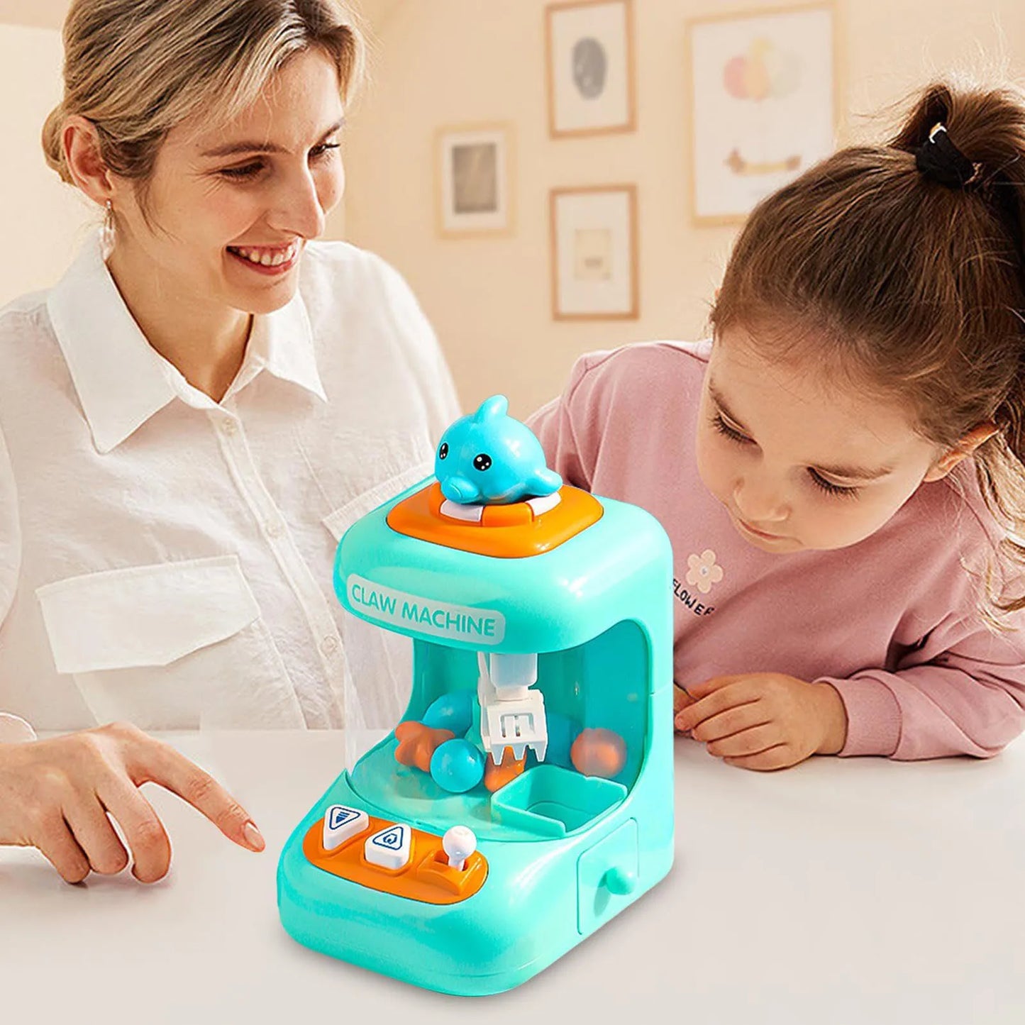 Cute Dolphins Claw Machine Toys Creative Capsule Grabbing Machine Interactive Toys for Children's Toddlers Preschool Activity