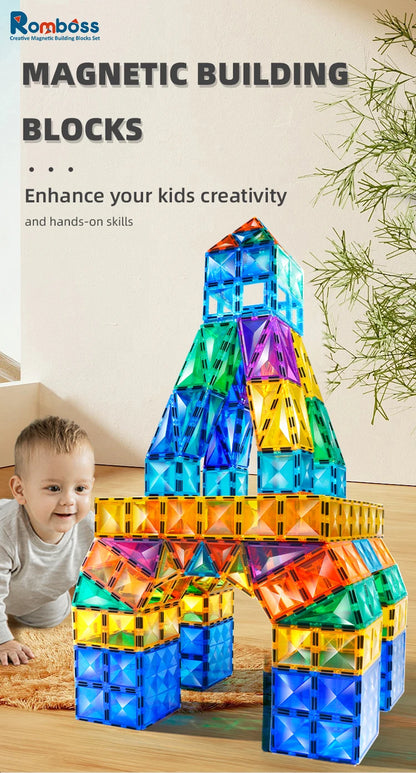 Romboss Magnetic Building Blocks Toys Kids Funny DIY Magnetic Blocks Tiles Montessori Educational Magnet Toys Children Day Gifts