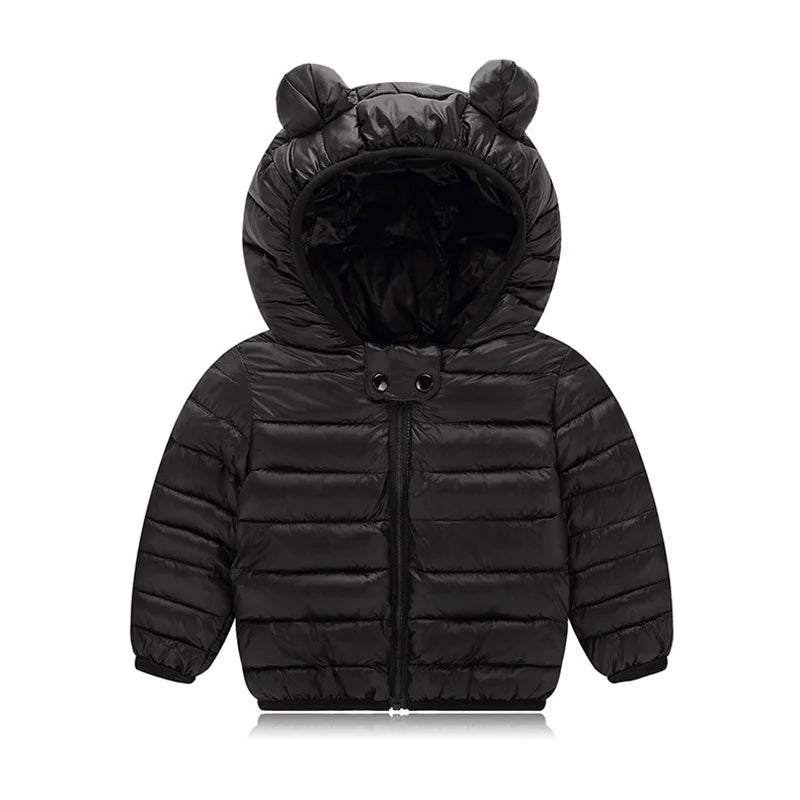 Kids Warm Jacket Infant Down Cotton Outerwear Autumn Winter Children Solid Hooded Overcoat Baby Windproof Coldproof Snowsuit