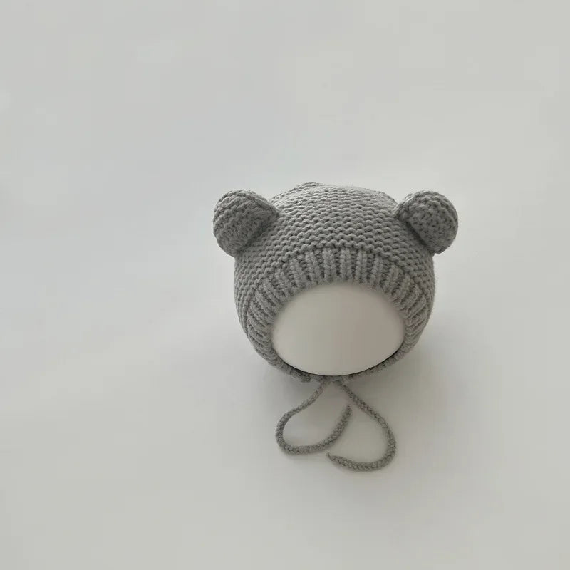 Sweet Newborn Beanie Kawaii Cartoon Bear Ear Crochet Bonnet for Baby Boy Girl Autumn Winter Warm Hat Toddler Photography Props