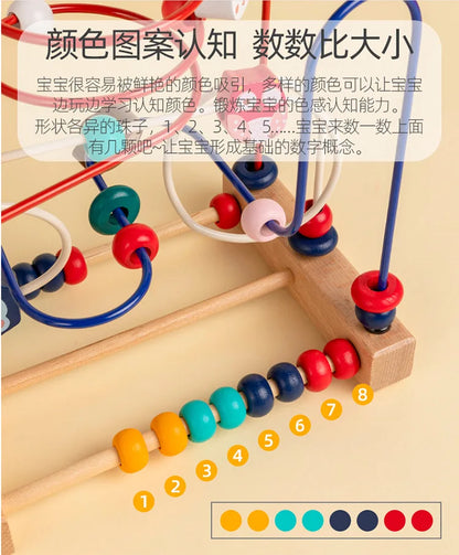 Montessori Baby Toys Wooden Roller Coaster Bead Maze Toddler Early Learning Educational Puzzle Math Toy for Children 1 2 3 Years