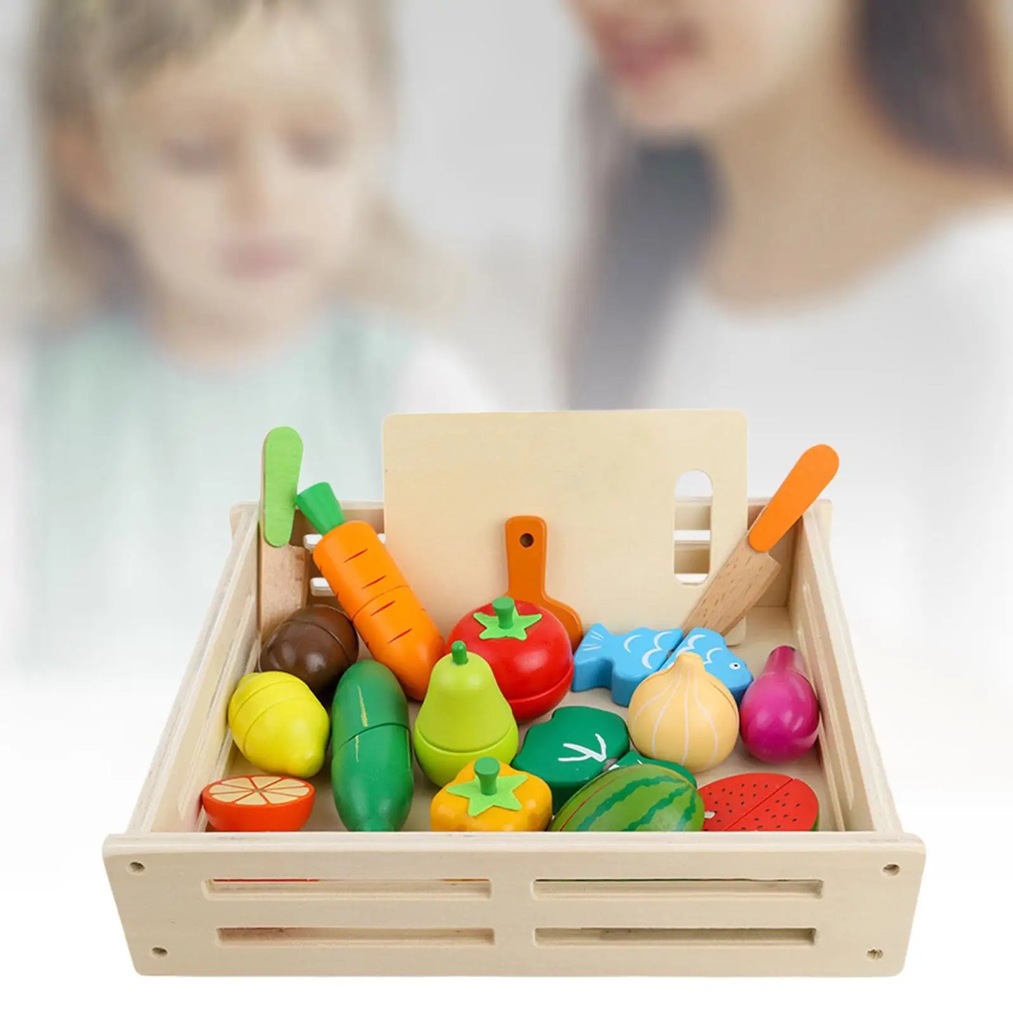 17x Cutting Fruit Vegetables Fun Kitchen Accessories Playset Pretend Play Kitchen Toys for Kids Children Boys Girls Ages 3+ Gift