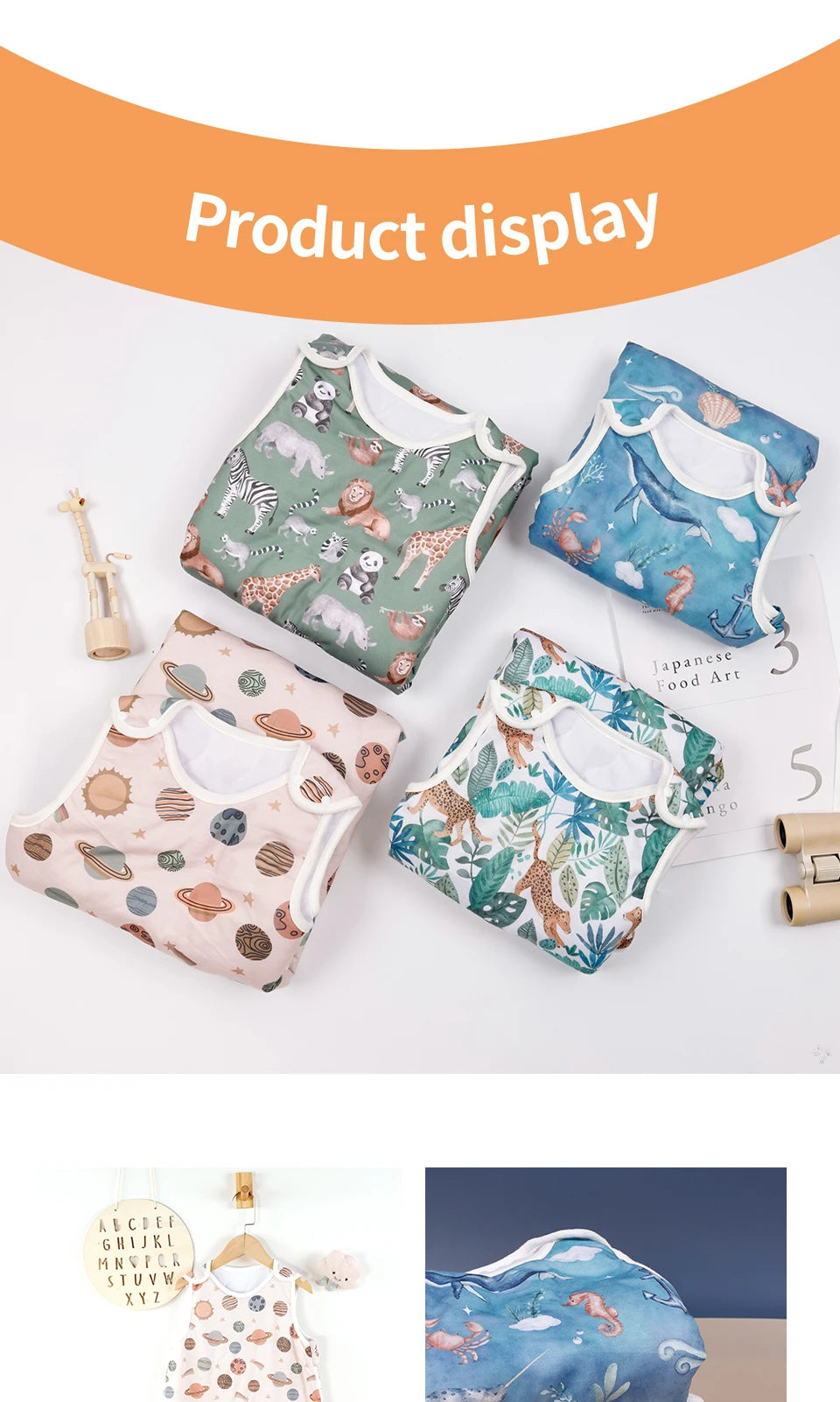 Elinfant 1 Pc Baby Sleeping Bag Polyster Farbic Fashion Prints S/M/ L 3 Sizes Breathable Washable Warm Baby Vest Sleeping Bag