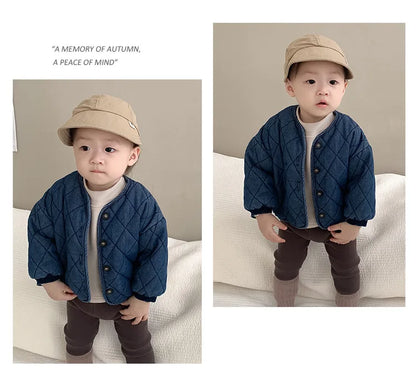 2024 Winter New Baby Long Sleeve Warm Coat Plus Velvet Thick Infant Girl Denim Jacket Toddler Boy Casual Cardigan Kids Clothes