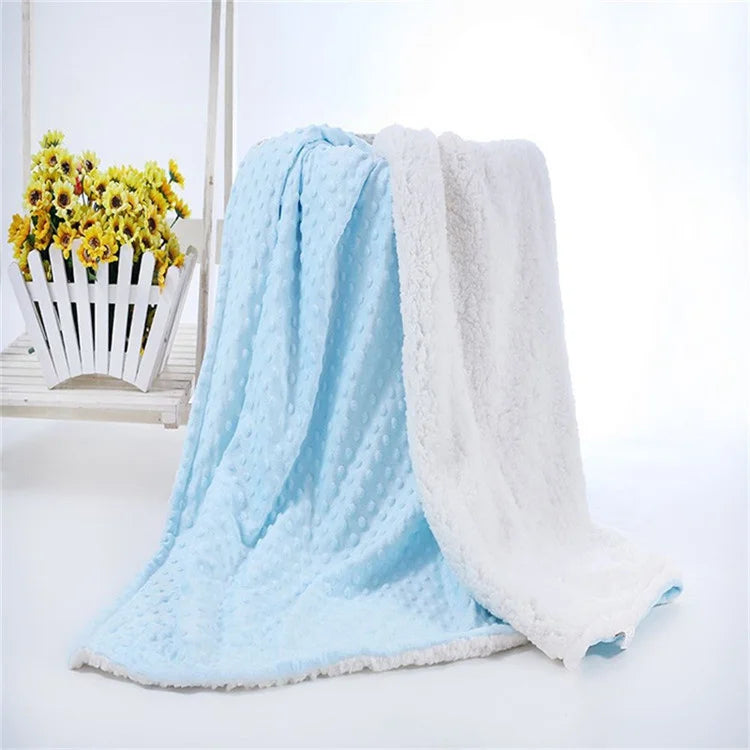 Winter Thick Thermal 3d Minky Dot Kids Blanket Super Soft Sherpa Fluffy Toddler Baby Blanket Quilt Swaddle Office Seat Blanket