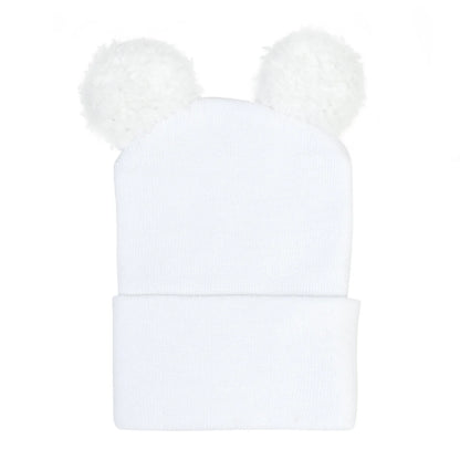 Cute Cartoon Bear Ear Newborn Baby Hat Winter Soft Warm Knitted Boy Girl Hats Beanie Solid Color Cap Bonnet Newborn Photography