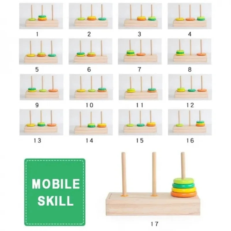 Wooden Tower of Hanoi Ten-layer Kids Early Educational Toys Stacking Game montessori toys