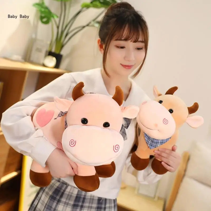 Plushie Cow Cuddle Toy Non-Deform PP Cotton for Doll Living Room Toddler Present Q81A