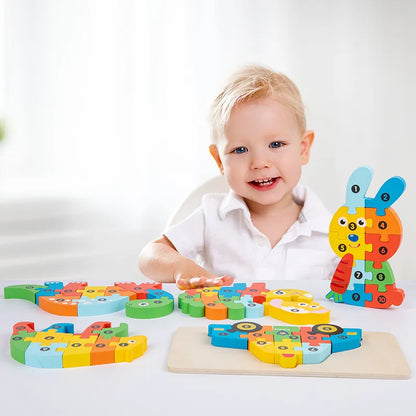 Montessori Wooden Toddler Puzzles for Kids Montessori Toys for Toddlers 2 3 4 5 Years Old Top 3D Puzzle Educational Dinosaur Toy