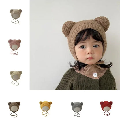 Sweet Newborn Beanie Kawaii Cartoon Bear Ear Crochet Bonnet for Baby Boy Girl Autumn Winter Warm Hat Toddler Photography Props