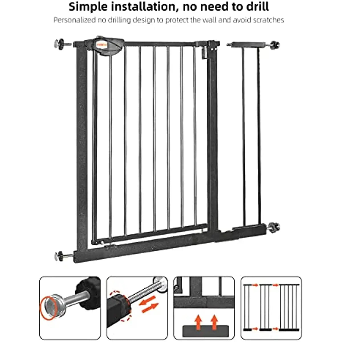 UBRAVOO Baby Gate for Doors and Stairs, Height 100 cm, Safety Pet Gate,  Automatic Closure, Triple Locking, JLB-MD01