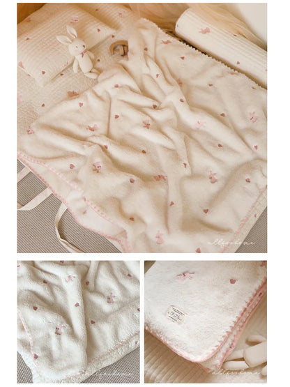 Winter Baby Blanket Ins Korean Coral Fleece Baby Blankets Newborn Embroidery New Born Swaddle Stroller Quilt Flannel Bedding