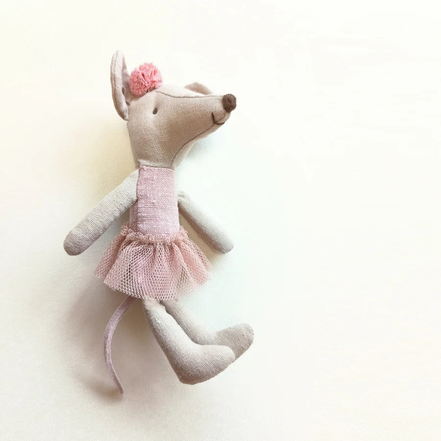 Mini Ballerina Mouse Girl Toys Handmade CuteLittlee Mice Fabric Toy Stuffed Animal Angel Plushie for Toddler Pocket Toy